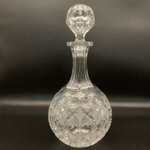Vintage Nachtmann Round Crystal Glass Decanter Anglia Frosted Etching Pattern